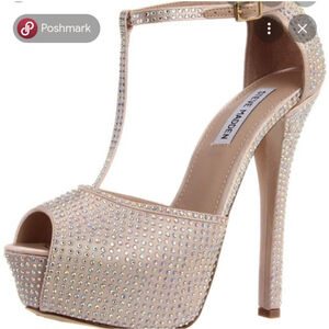 Steve Madden Rainbow Mermaid Maggie Covered Rhinestone Bling Platform High Heels